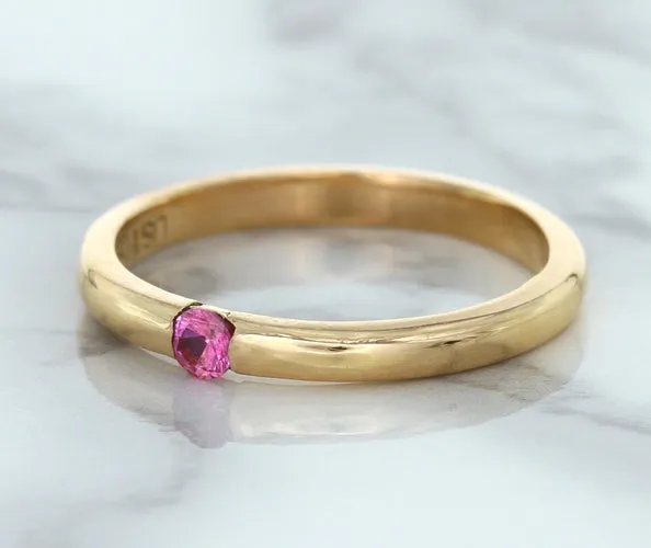 0.10ct Round Pink Sapphire Ring in 14K Rose Gold