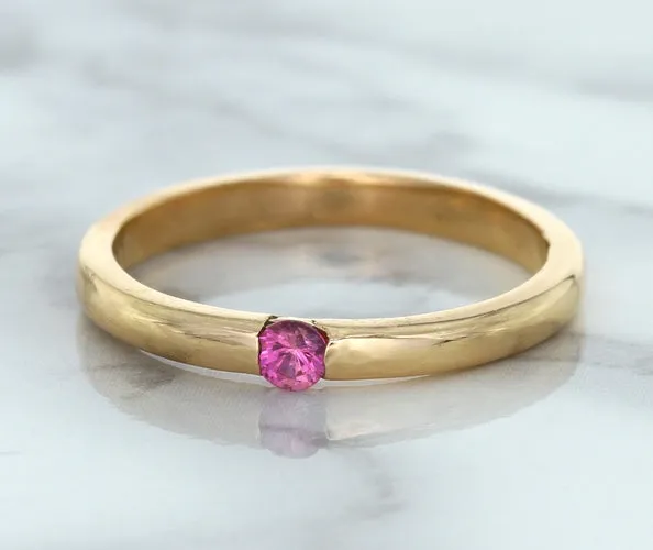 0.10ct Round Pink Sapphire Ring in 14K Rose Gold