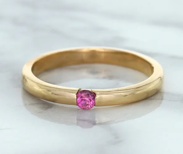 0.10ct Round Pink Sapphire Ring in 14K Rose Gold