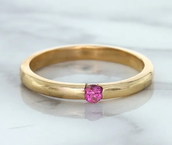 0.10ct Round Pink Sapphire Ring in 14K Rose Gold