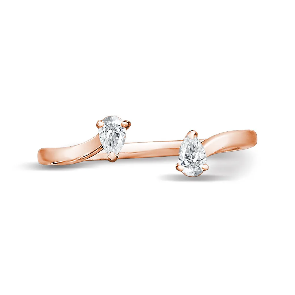 0.25 ct. Pear Shape Diamond Open Ring Curved Band