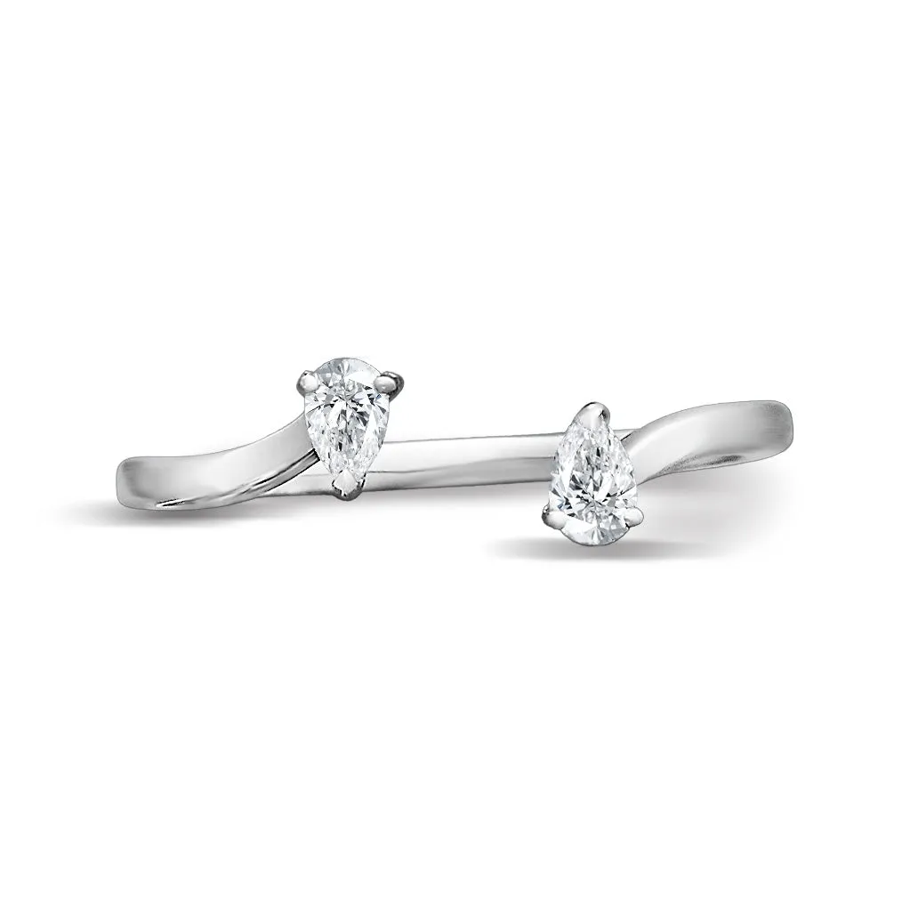 0.25 ct. Pear Shape Diamond Open Ring Curved Band