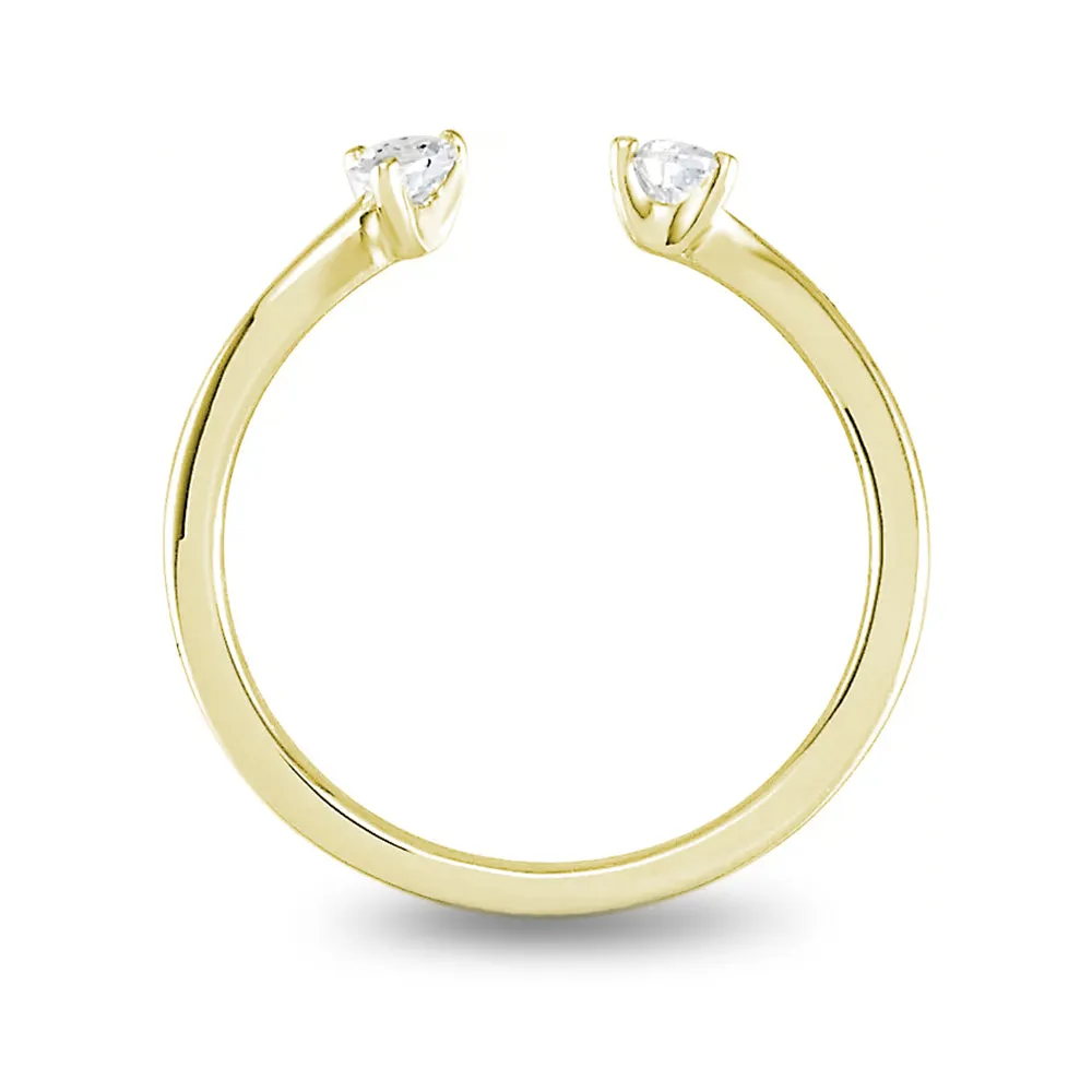 0.25 ct. Pear Shape Diamond Open Ring Curved Band