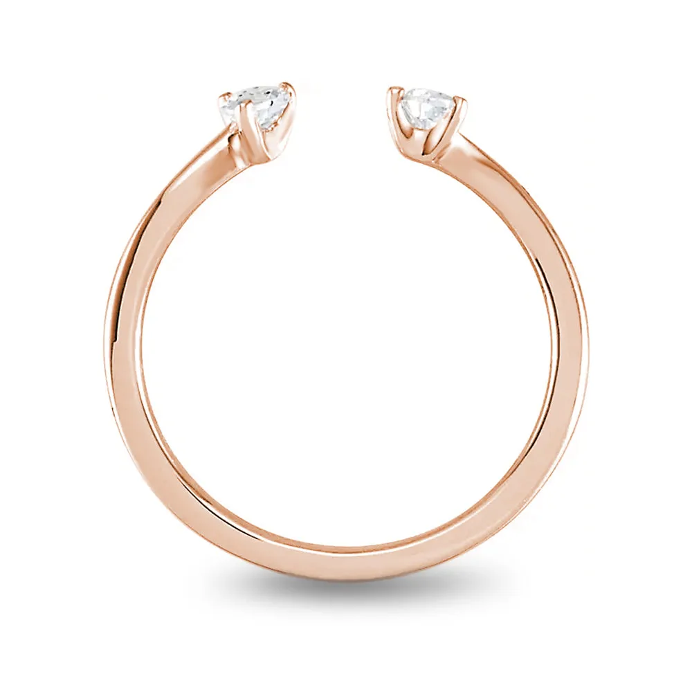 0.25 ct. Pear Shape Diamond Open Ring Curved Band