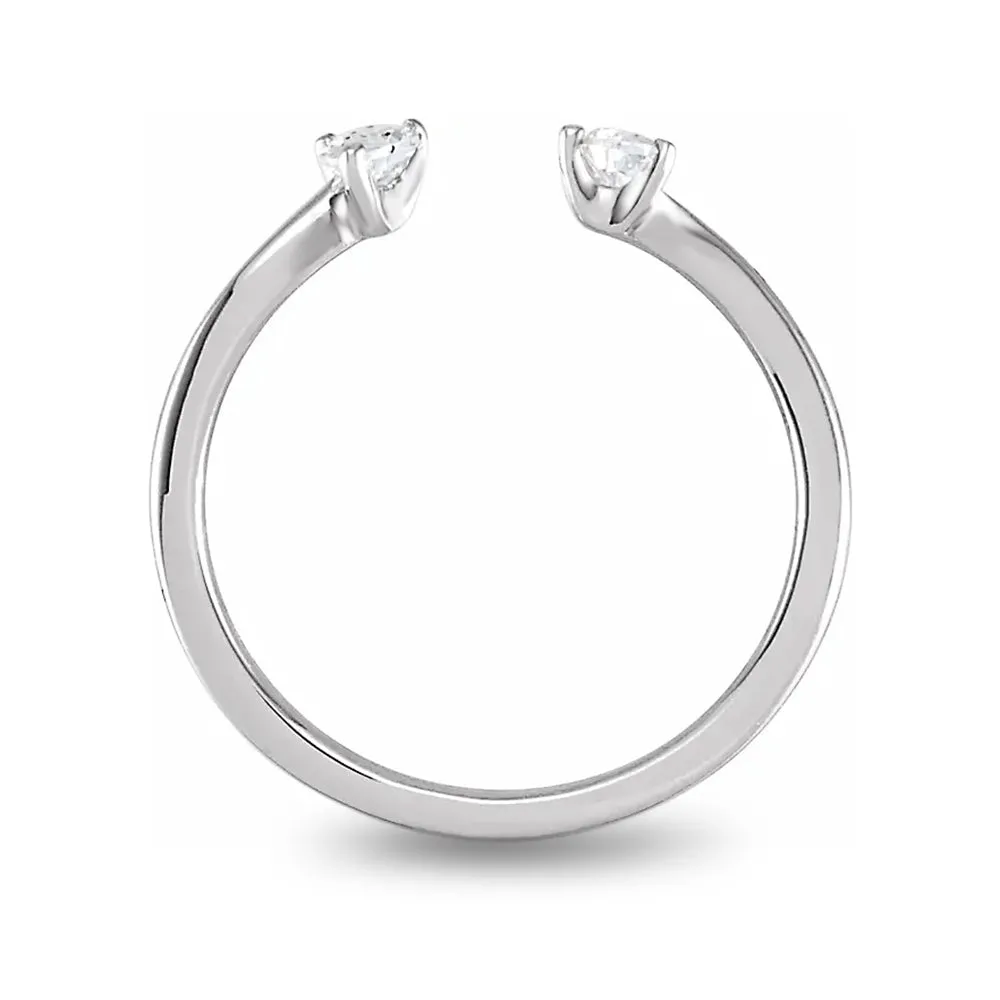 0.25 ct. Pear Shape Diamond Open Ring Curved Band