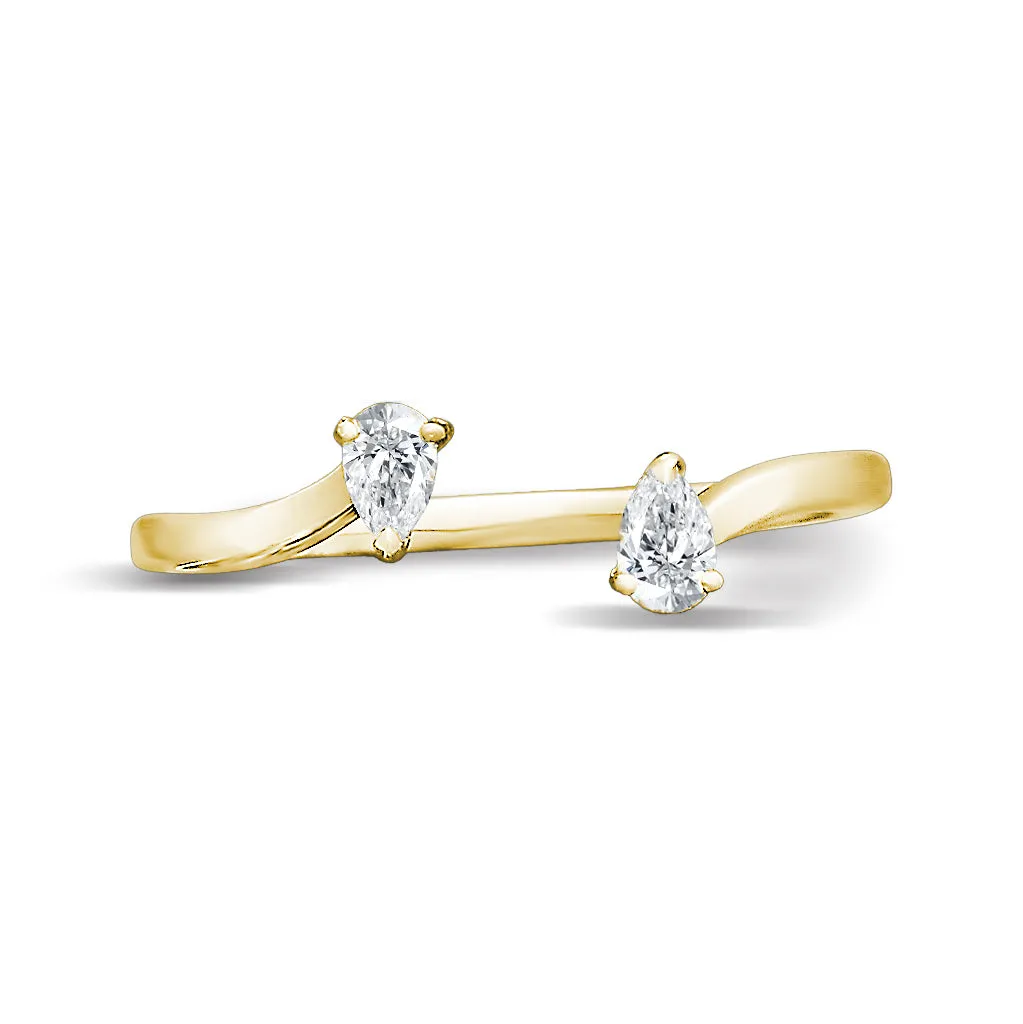 0.25 ct. Pear Shape Diamond Open Ring Curved Band