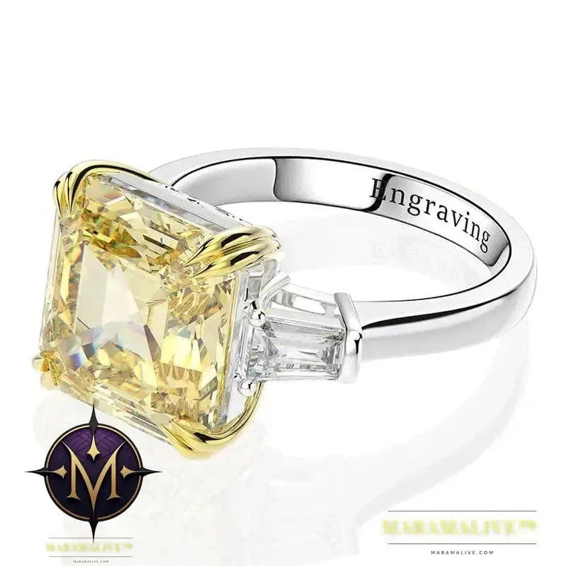 100% 925 Sterling Silver Created Moissanite Citrine Diamonds Gemstone Wedding Engagement Ring Fine Jewelry