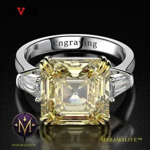 100% 925 Sterling Silver Created Moissanite Citrine Diamonds Gemstone Wedding Engagement Ring Fine Jewelry