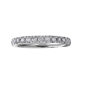 (10K, 14K) White Gold (0.15ct) Pavee Set Diamond Wedding Band