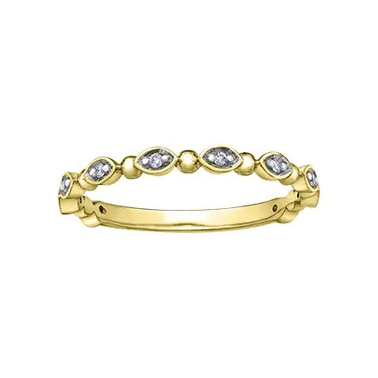 10K White, Yellow or Rose Gold (0.06ct) Diamond Stackable Wedding Band