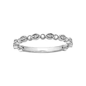 10K White, Yellow or Rose Gold (0.06ct) Diamond Stackable Wedding Band