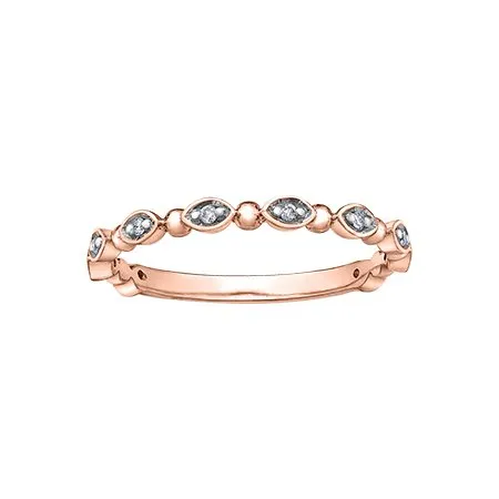 10K White, Yellow or Rose Gold (0.06ct) Diamond Stackable Wedding Band