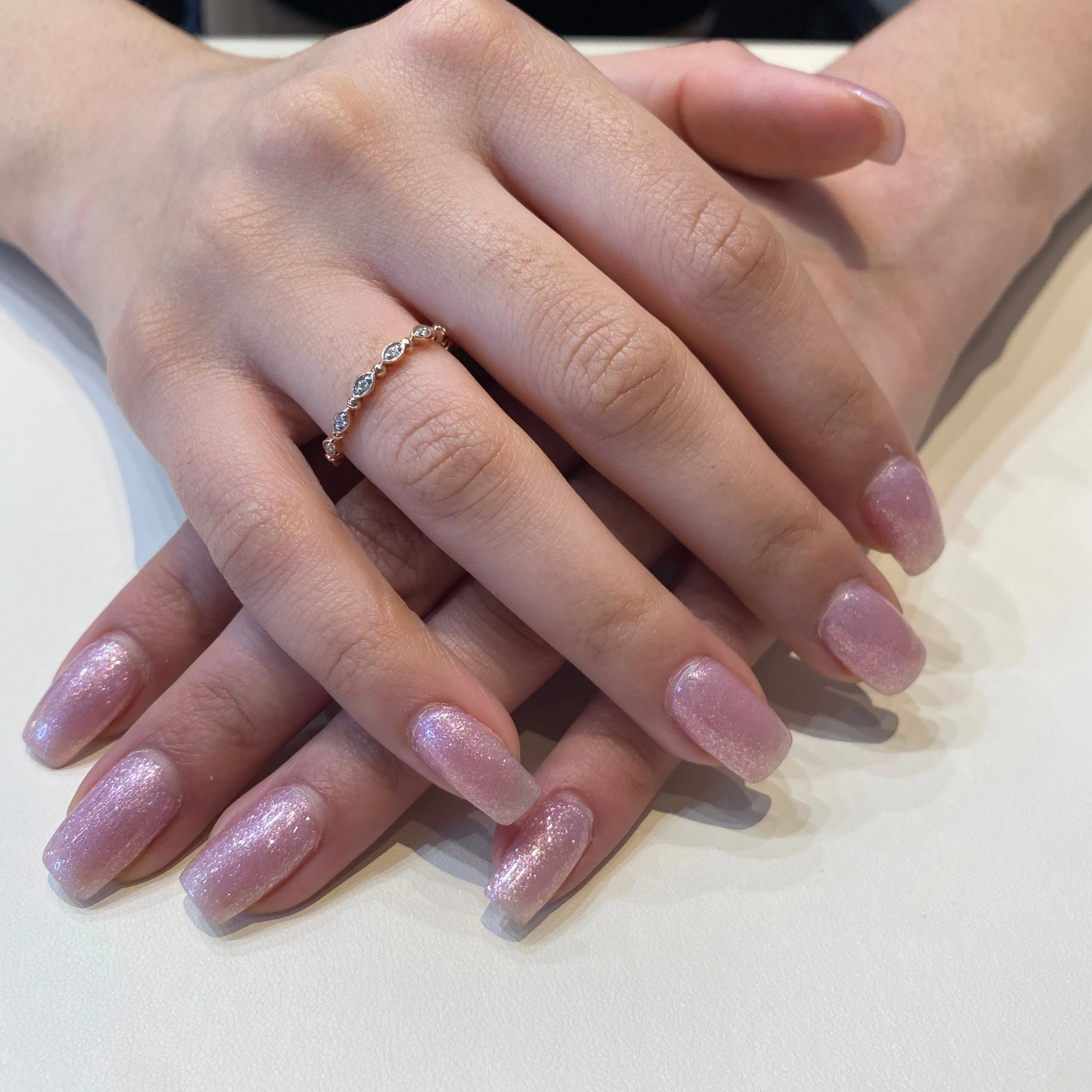10K White, Yellow or Rose Gold (0.06ct) Diamond Stackable Wedding Band