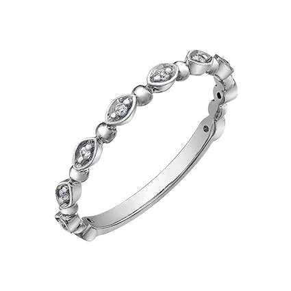 10K White, Yellow or Rose Gold (0.06ct) Diamond Stackable Wedding Band