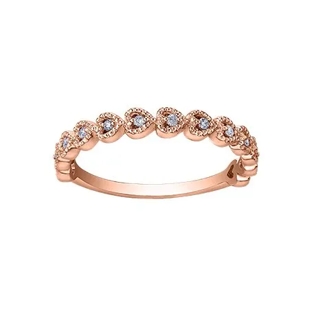 10K (White, Yellow, Rose) Gold (0.10ct) Diamond Stackable Heart Ring White