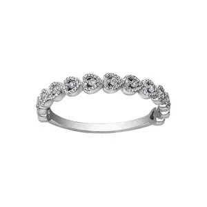 10K (White, Yellow, Rose) Gold (0.10ct) Diamond Stackable Heart Ring White