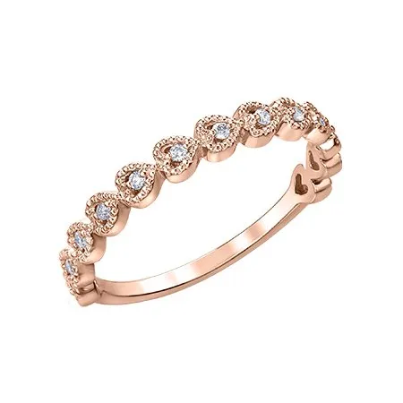 10K (White, Yellow, Rose) Gold (0.10ct) Diamond Stackable Heart Ring White