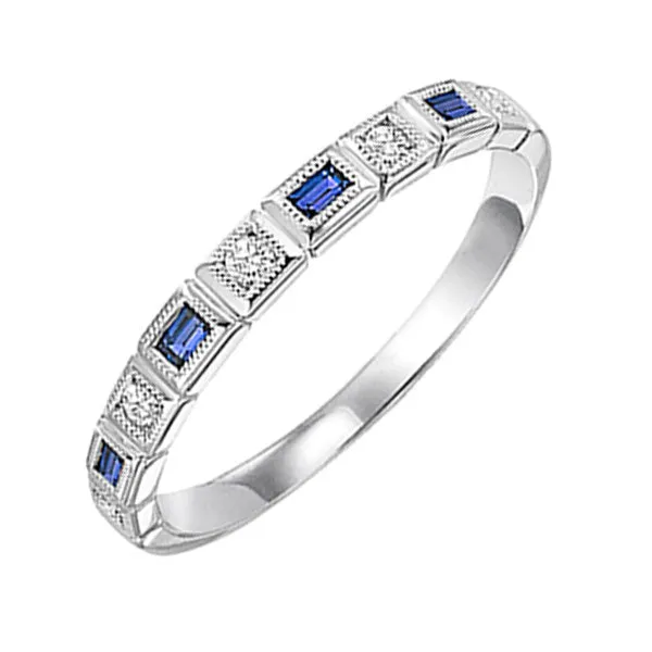 10KT White Gold & Diamond Classic Book Stackable Fashion Ring  - 1/10 ctw