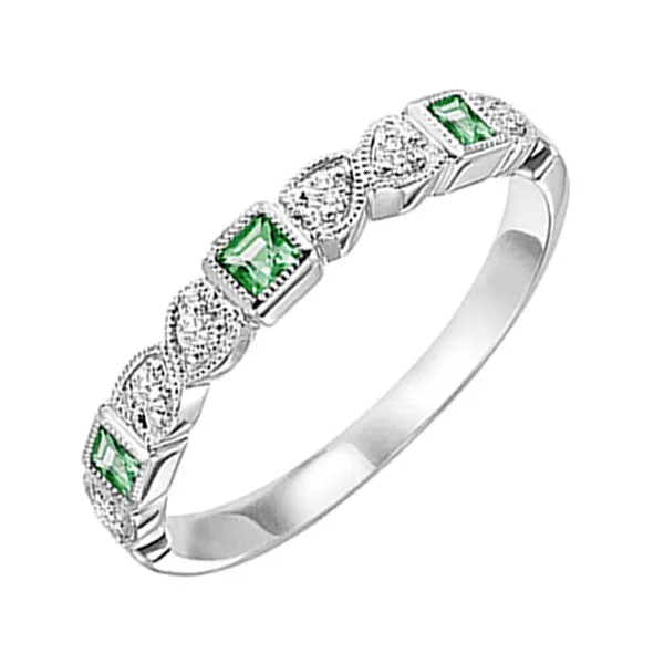 10KT White Gold & Diamond Classic Book Stackable Fashion Ring  - 1/10 ctw