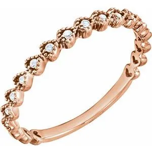 14K Rose .06 CTW Diamond Stackable Heart Ring
