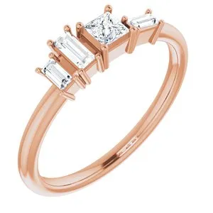 14K Rose 1/4 CTW Diamond Stackable Geometric Ring