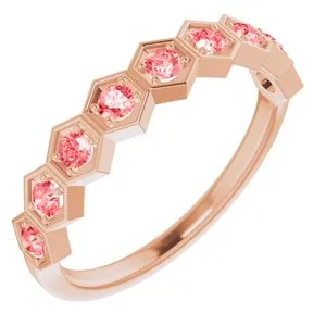 14K Rose 3/8 CTW Pink Lab-Grown Diamond Stackable Ring