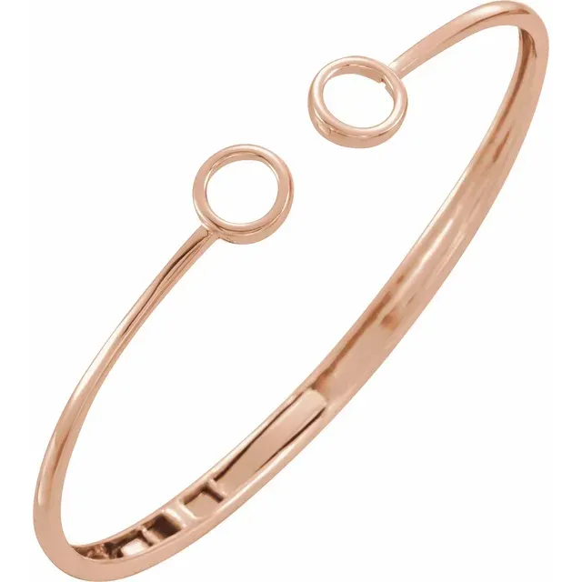 14K Rose Hinged Circle Cuff 7" Bracelet