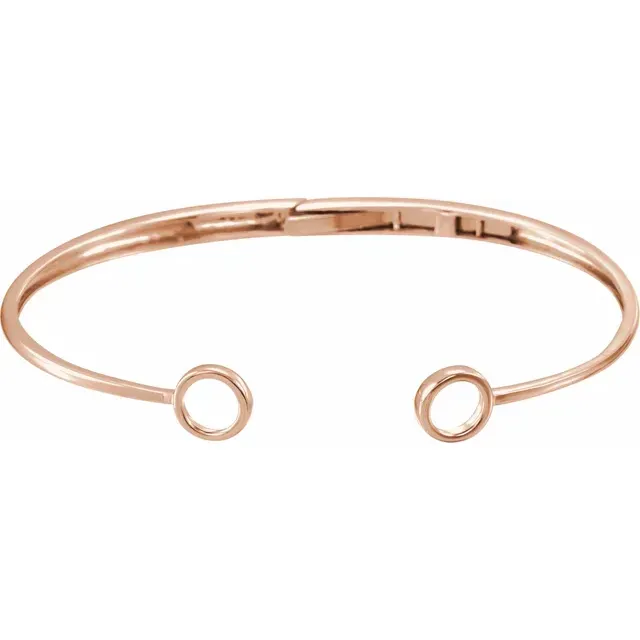 14K Rose Hinged Circle Cuff 7" Bracelet