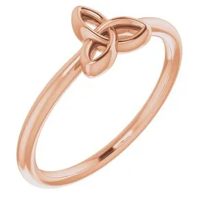 14K Rose Stackable Celtic-Inspired Trinity Ring