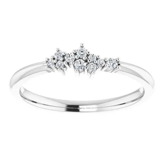 14K White .08 CTW Diamond Stackable Cluster Ring
