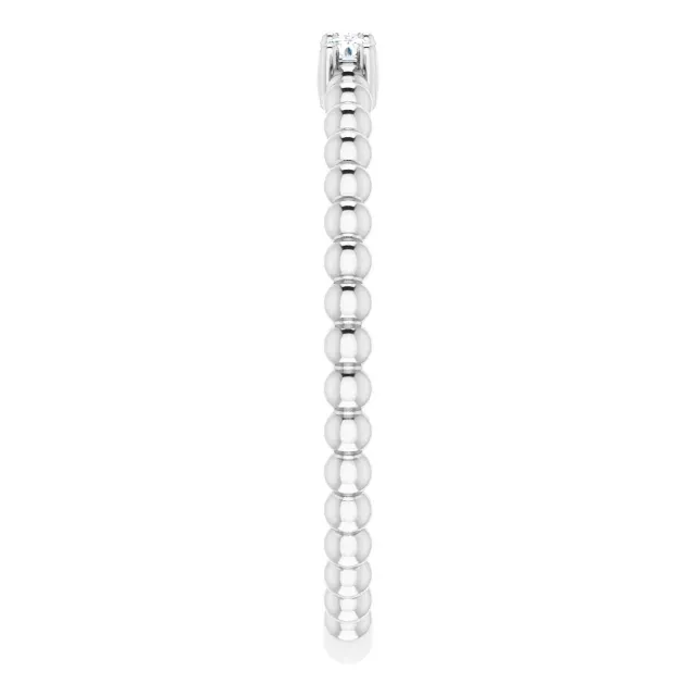 14K White 1/10 CTW Diamond Beaded Ring