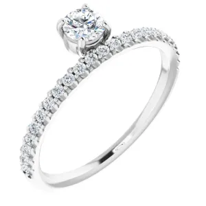 14K White 1/2 CTW Diamond Asymmetrical Stackable Ring
