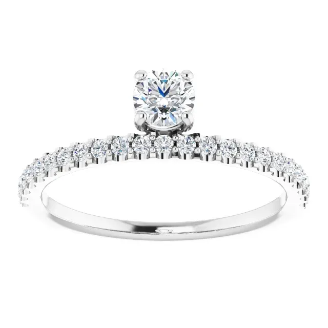 14K White 1/2 CTW Diamond Asymmetrical Stackable Ring