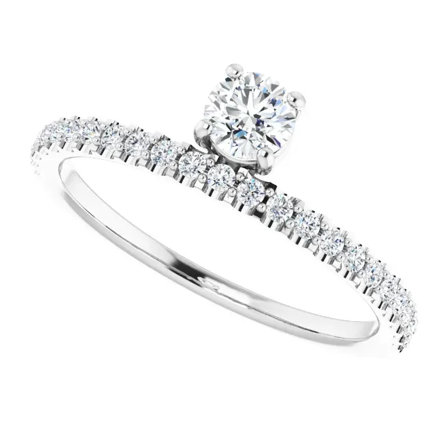 14K White 1/2 CTW Diamond Asymmetrical Stackable Ring