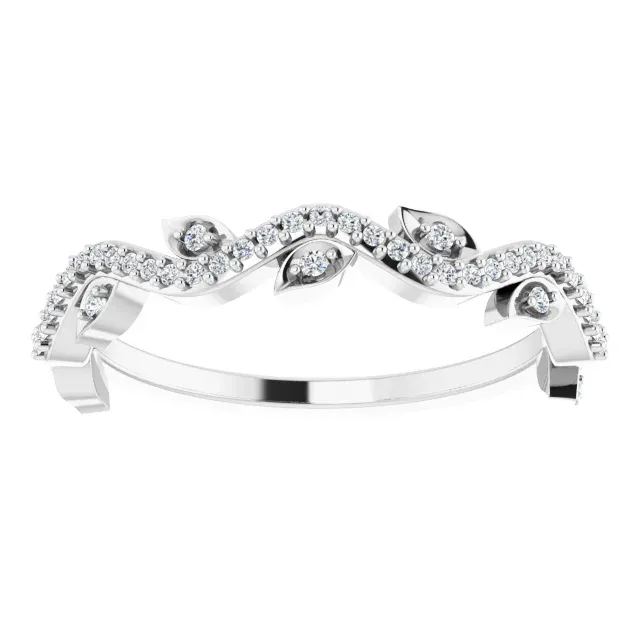 14K White 1/6 CTW Diamond Leaf Ring