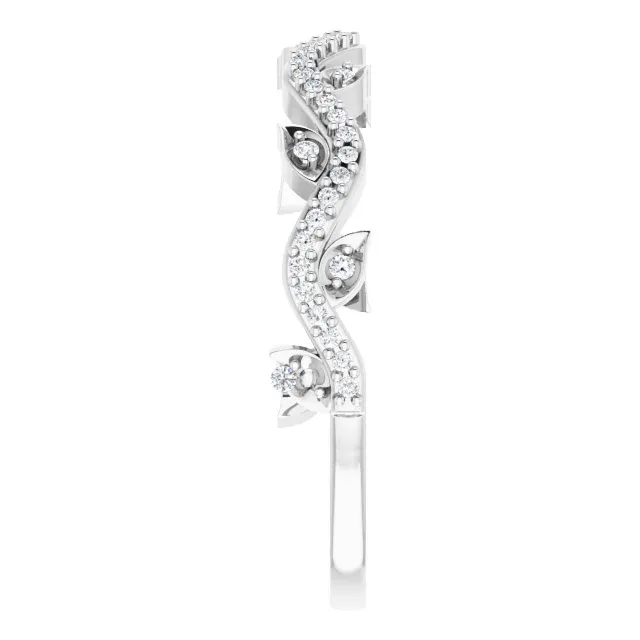 14K White 1/6 CTW Diamond Leaf Ring
