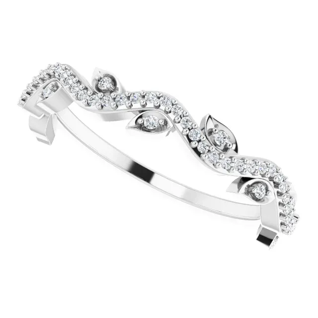 14K White 1/6 CTW Diamond Leaf Ring