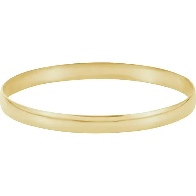 14K White 2 mm Half Round Bangle 7 1/2" Bracelet