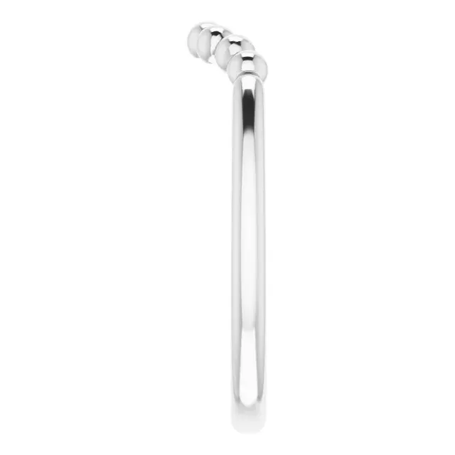 14K White Beaded Contour Stackable Ring