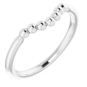 14K White Beaded Contour Stackable Ring