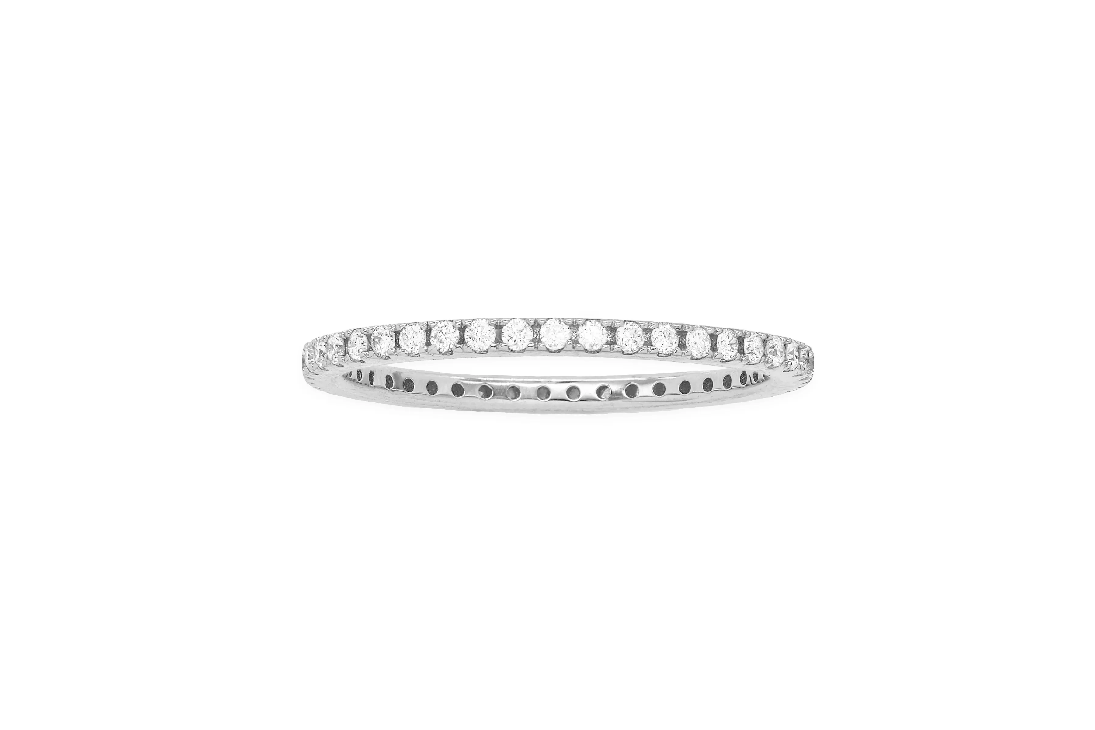 14k White Gold Diamond Stackable Band Ring
