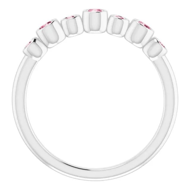 14K White Pink Tourmaline Bezel-Set Ring