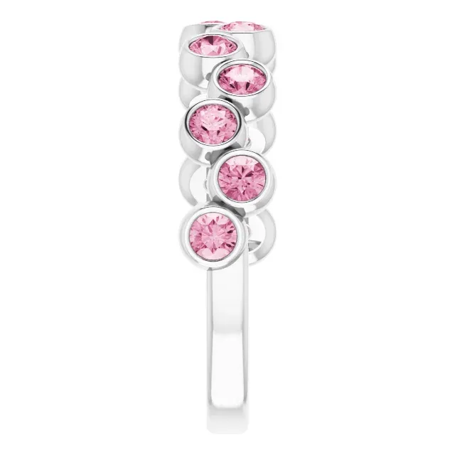 14K White Pink Tourmaline Bezel-Set Ring