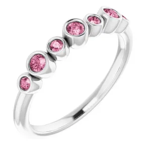 14K White Pink Tourmaline Bezel-Set Ring