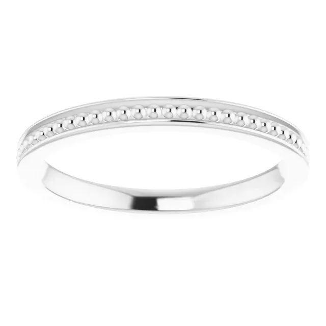 14K White Stackable Bead Ring Size 6