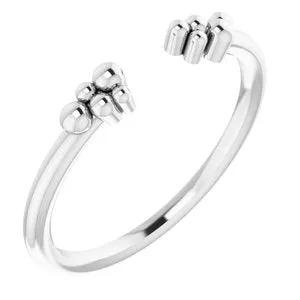 14K White Stackable Beaded Negative Space Ring
