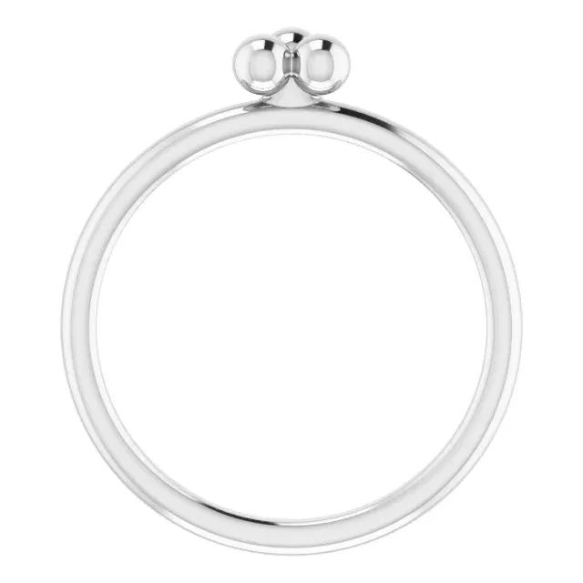 14K White Stackable Beaded Ring
