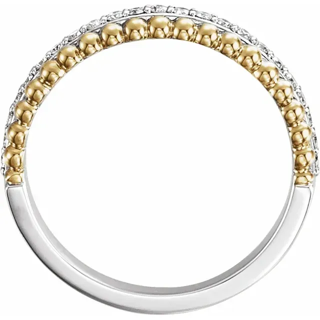 14K White/Yellow 1/5 CTW Diamond Beaded Ring