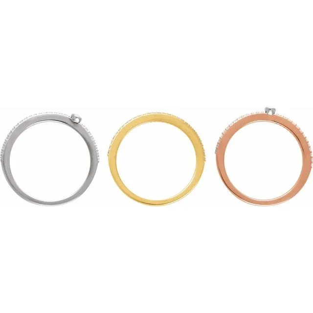 14K White/Yellow/Rose 3/8 CTW Natural Diamond Stackable Rings - Set of 3