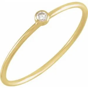 14K Yellow .03 CT Diamond Stackable Ring Size 10